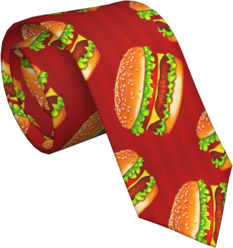 Giinly Hamburger Red Food Mens Ties Funny Long Neckties For Men Big And Tall, 61'' Xl Neck Tie - Image 4